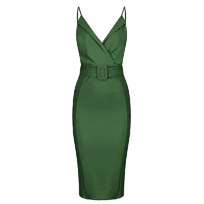 Emerald Green Strappy Bodycon Wiggle Dress Ruffle Bodycon Dress