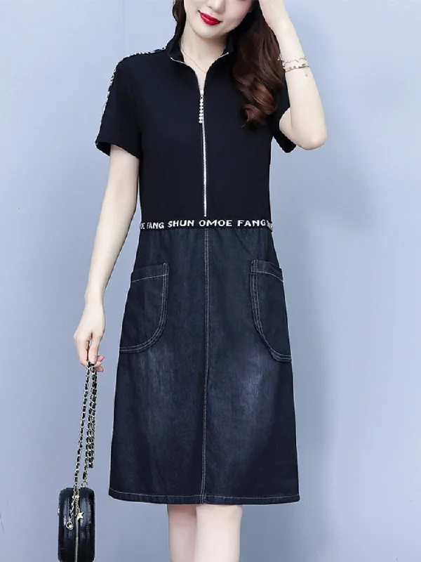 Plus Size Denim Layer Shirt Dress Plus Size Stylish