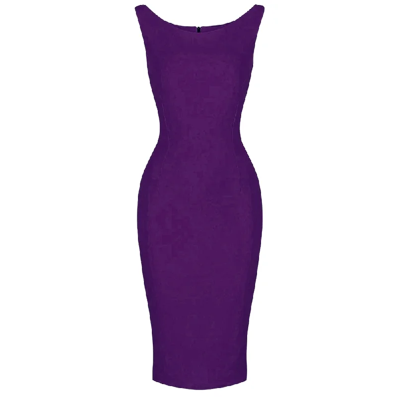 Summer Purple 40s Bodycon Sleeveless Hollywood Wiggle Dress Elegant Bodycon Gown