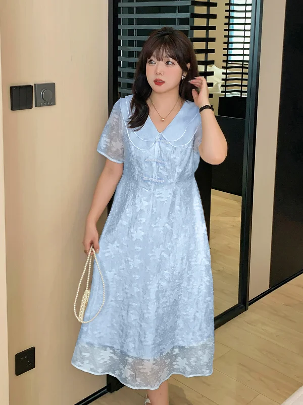 Plus Size Lace Collar Cheongsam Dress Plus Size Blouson