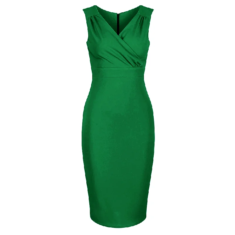 Emerald Green Sleeveless Crossover Top Bodycon Midi Dress Black Bodycon Dress