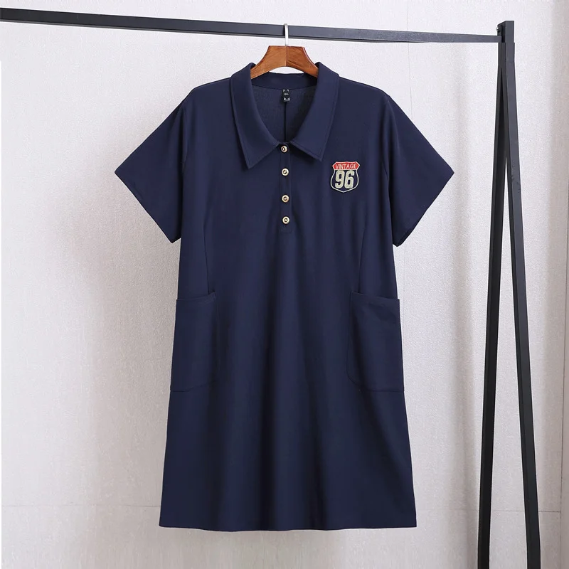 (4XL-10XL) Plus Size Navy Polo T Shirt Short Sleeve Dress (EXTRA BIG SIZE) Plus Size Fit