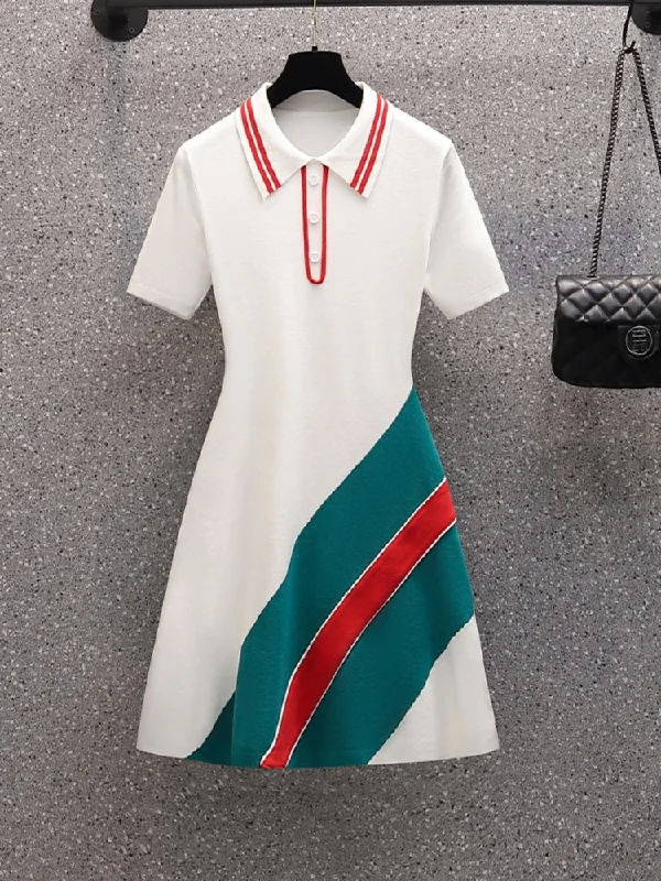 Plus Size Green Red Stripes Polo T Shirt Dress Plus Size Spaghetti