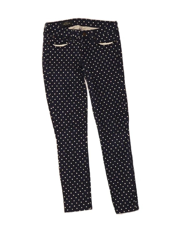 J. CREW Womens Toothpick Casual Trousers W25 L29 Navy Blue Polka Dot