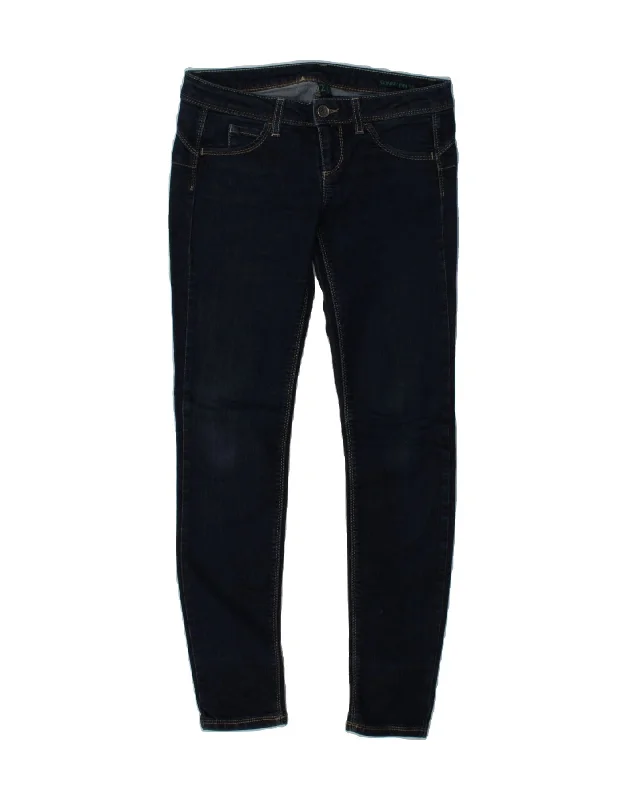 BENETTON Womens Skinny Jeans W27 L30 Navy Blue Cotton