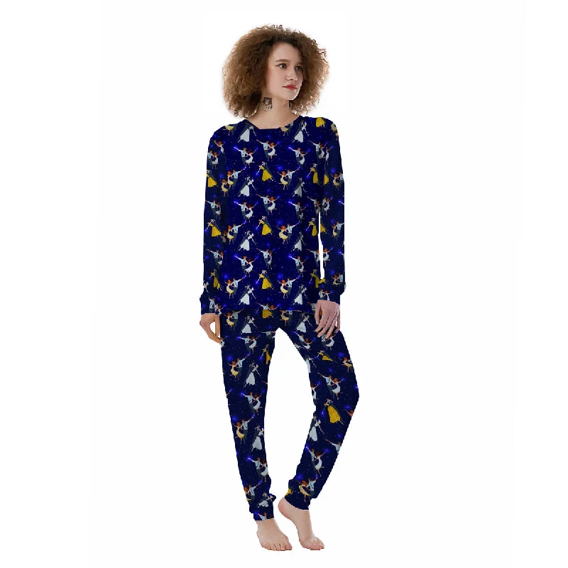 Blue Dancer Print Pattern Women's Pajamas Jogger pajama sets