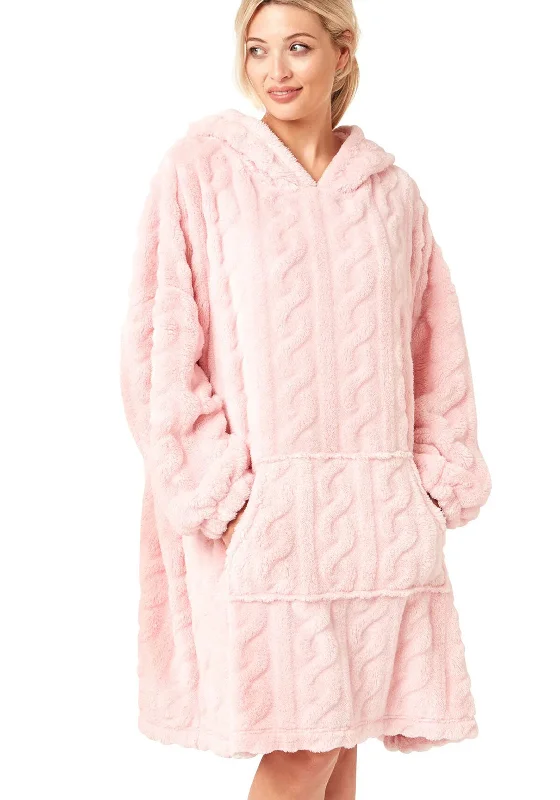 Indigo Sky Cuddle-soft Cable Knit Fleece Lounger, Pink Luxury pajama sets