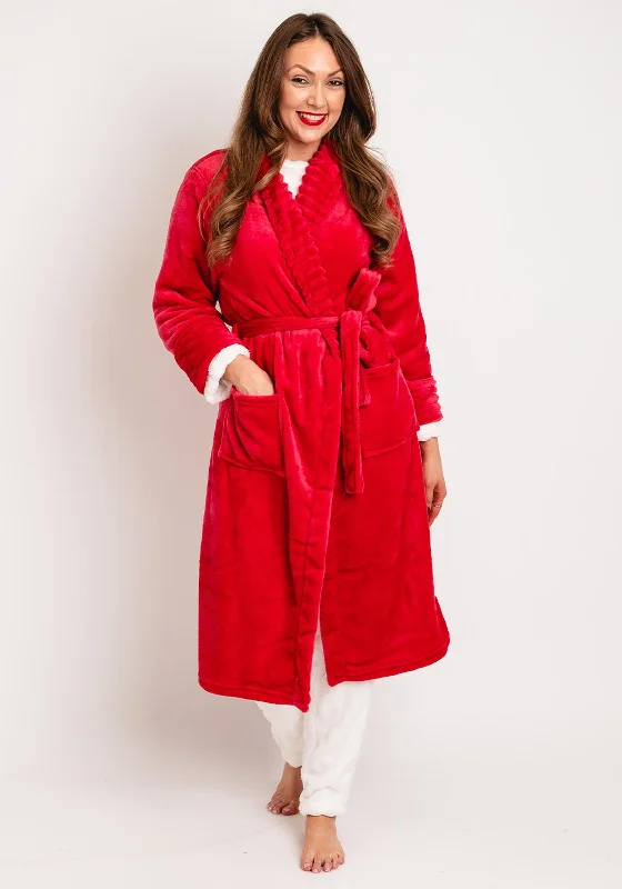 Indigo Sky Jungle Brights Ripple Fleece Dressing Gown, Spice Red Best pajama sets for sensitive skin