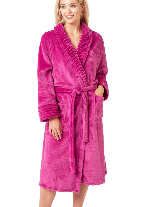 Indigo Sky Jungle Brights Ripple Fleece Dressing Gown, Raspberry Best pajama sets for lounging