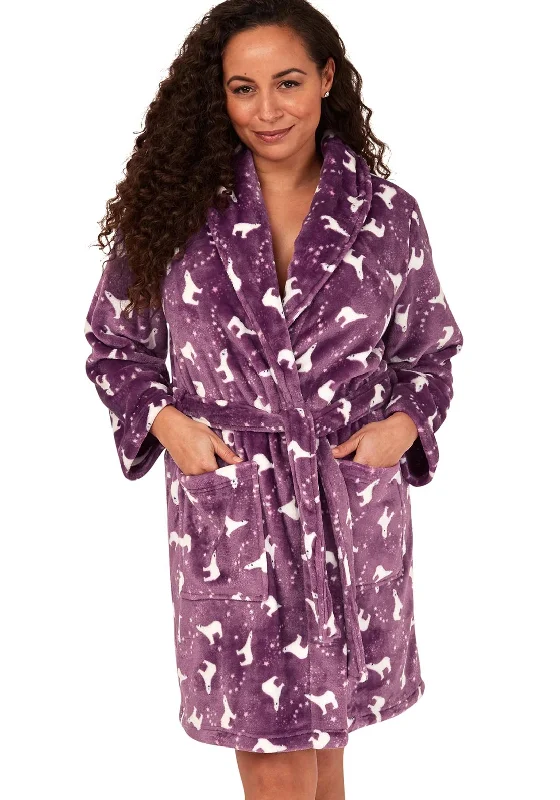 Indigo Sky Polar Bear Fleece Wrap Dressing Gown, Orchid Best pajama sets for cold weather