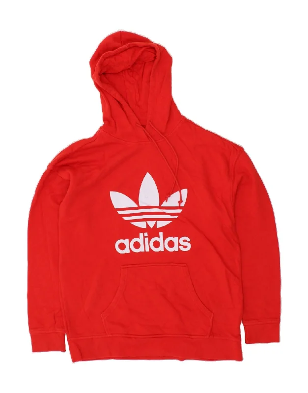 ADIDAS Womens Graphic Hoodie Jumper UK 12 medium  Red Cotton Streetwear sweaters