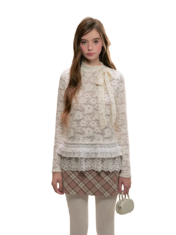 Beige Lace Base Layer Top Best sweaters for winter