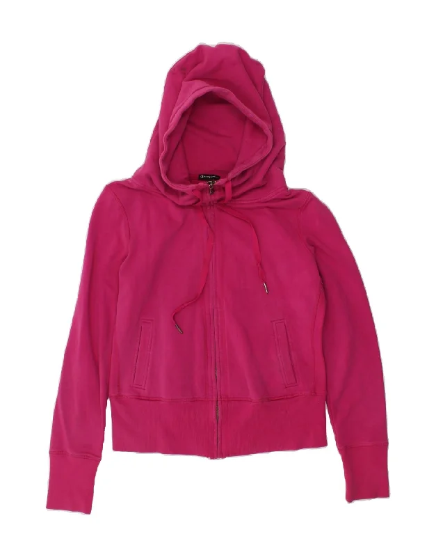 CHAMPION Womens Zip Hoodie Sweater UK 14 Medium Pink Comfortable sweaters for all seasons