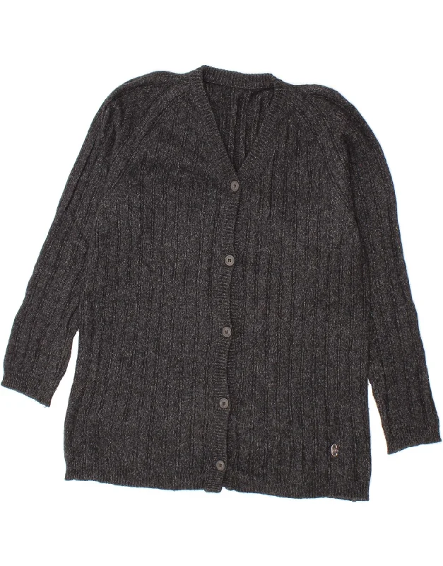 CONTE OF FLORENCE Womens Cardigan Sweater UK 14 Medium Grey Flecked Wool Travel-friendly sweaters