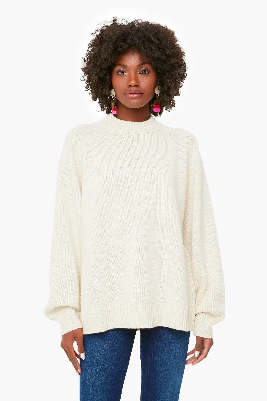 Ivory Oversize Cashmere Crewneck Sweater Expensive sweaters