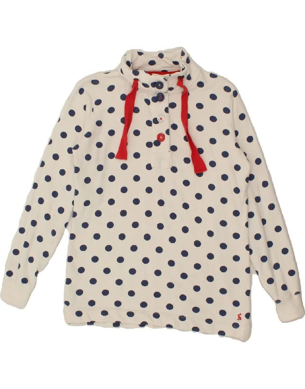 JOULES Womens Button Neck Sweatshirt Jumper UK 12 Medium White Polka Dot Soft-touch sweaters