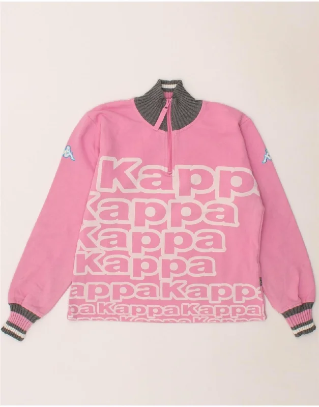 KAPPA Womens Graphic Zip Neck Sweatshirt Jumper UK 10 Small Pink Boho-style sweaters