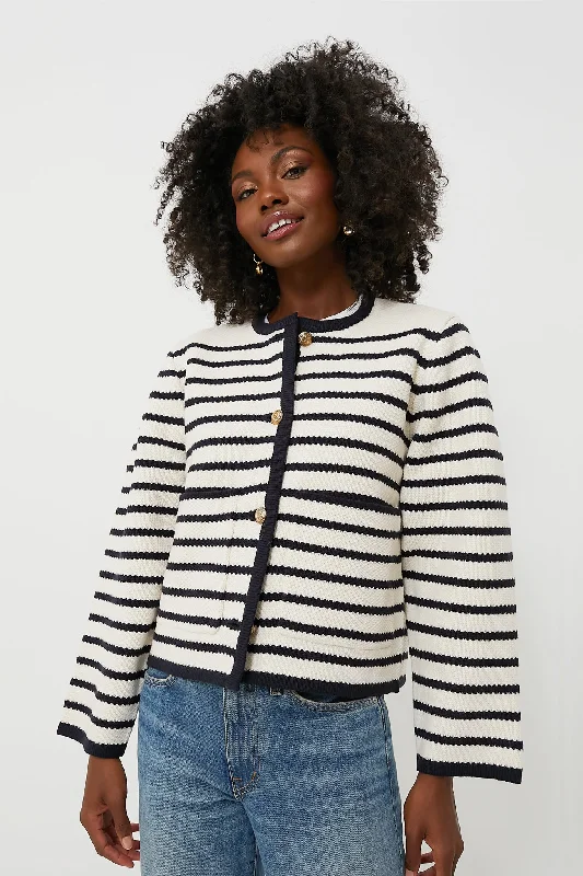 Navy Striped Cardigan Casual sweaters