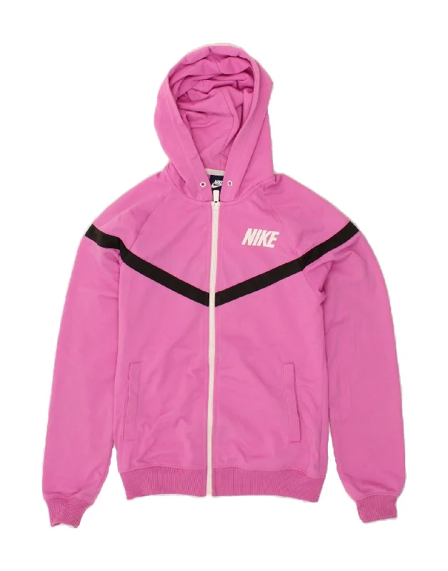 NIKE Womens Zip Hoodie Sweater UK 10 Small Pink Polyester Minimalist sweaters