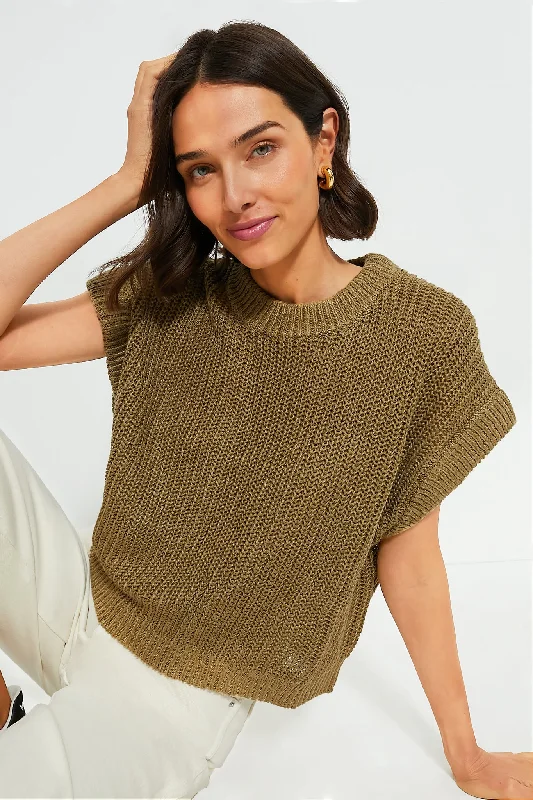 Olive Branch Linen Vest Fashionable sweaters