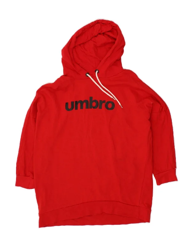 UMBRO Womens Oversized Graphic Hoodie Jumper UK 14 Medium Red Cotton Trendy oversized sweaters