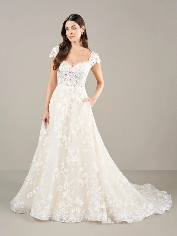 Applique Cap Sleeve Bridal Ball Gown by Adrianna Papell 31282 Sleeveless Bridal Gown