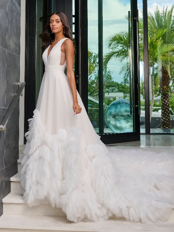 Ruffled Sleeveless Bridal Gown by Adrianna Papell 31322 Sleeveless Wedding Dress