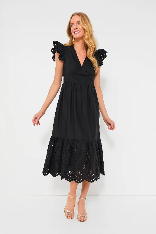 Black Eyelet Marshall Midi Dress Vacation midi dresses