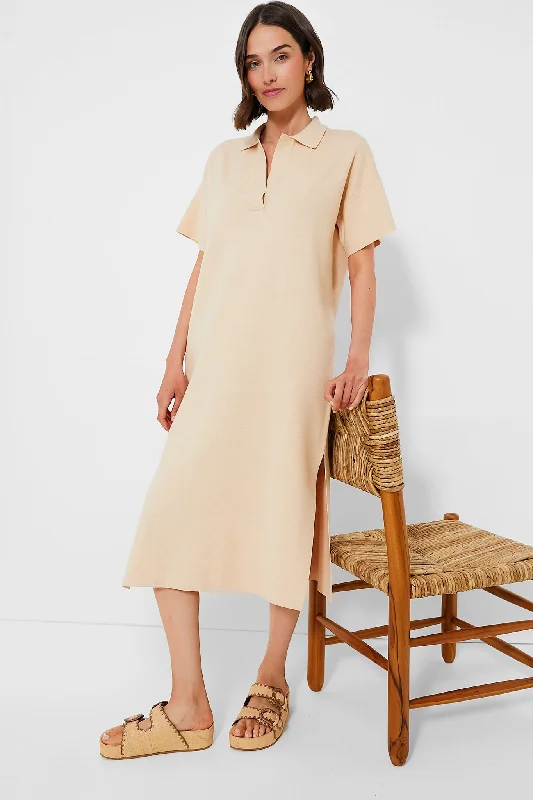 Tan Channing Polo Midi Dress Minimalist midi dresses