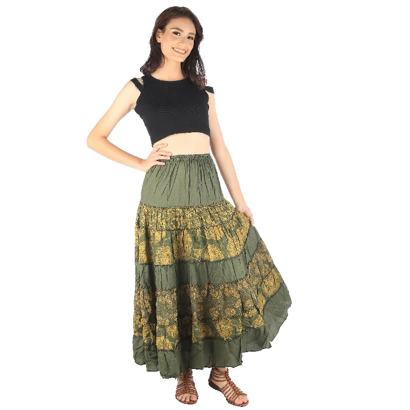 Floral Classic Women Skirts in Green SK0067 020098 07 Trendy unclassified skirts