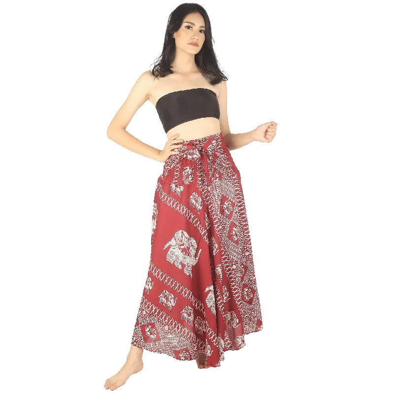 Pirate Elephant Women's Bohemian Skirt in Red SK0033 020023 02 Pencil unclassified skirts