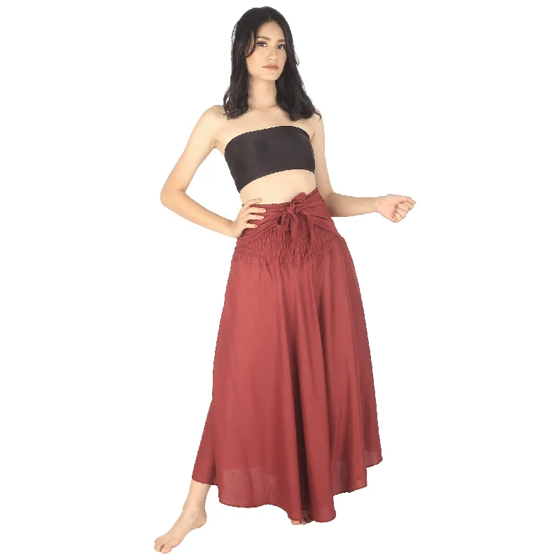 Solid Color Women's Bohemian Skirt in Burgundy SK0033 020000 15 A-line unclassified skirts