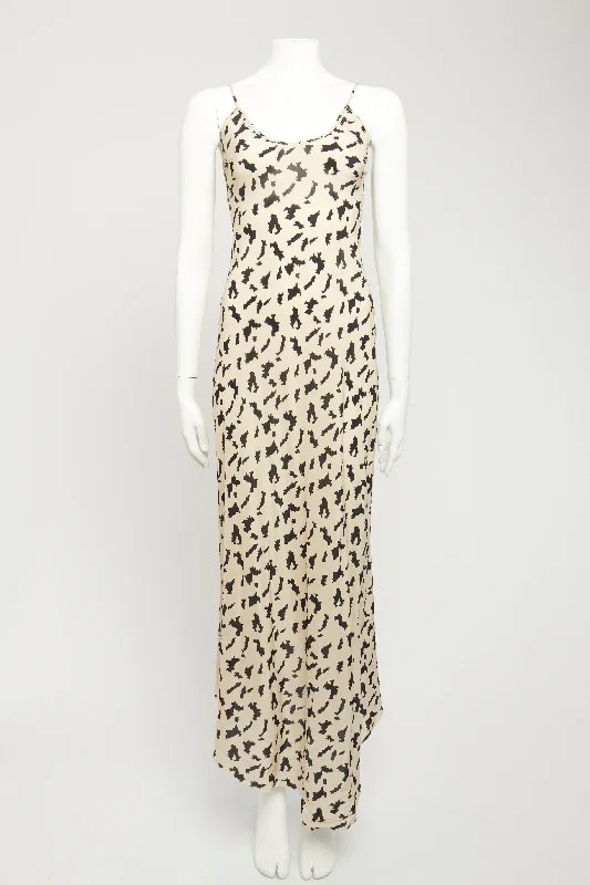 Beige Silk Preowned Dip-Hem Maxi Dress Sexy little black maxi dresses