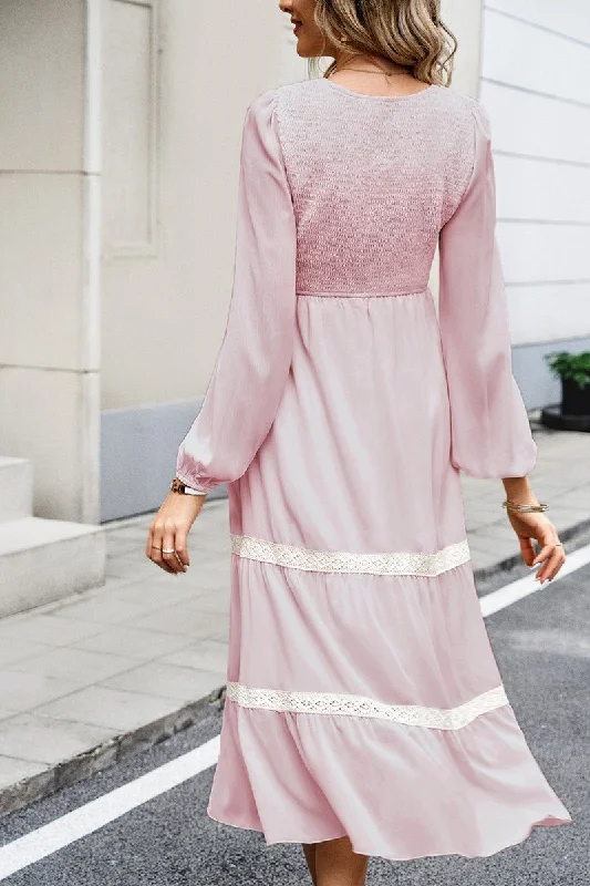 WOMEN LACE TRIM LONG SLEEVE ELEGANT MAXI DRESS Boohoo maxi dresses