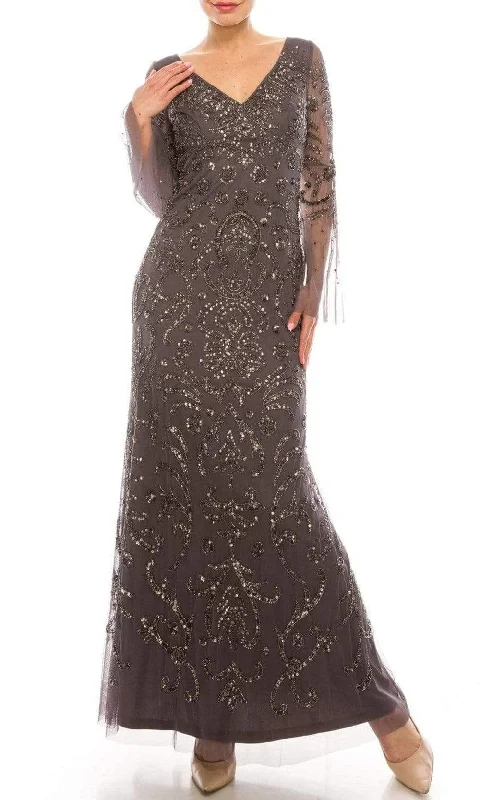 Adrianna Papell - AP1E206204 V Neck Embellished Evening Gown Lace party dresses