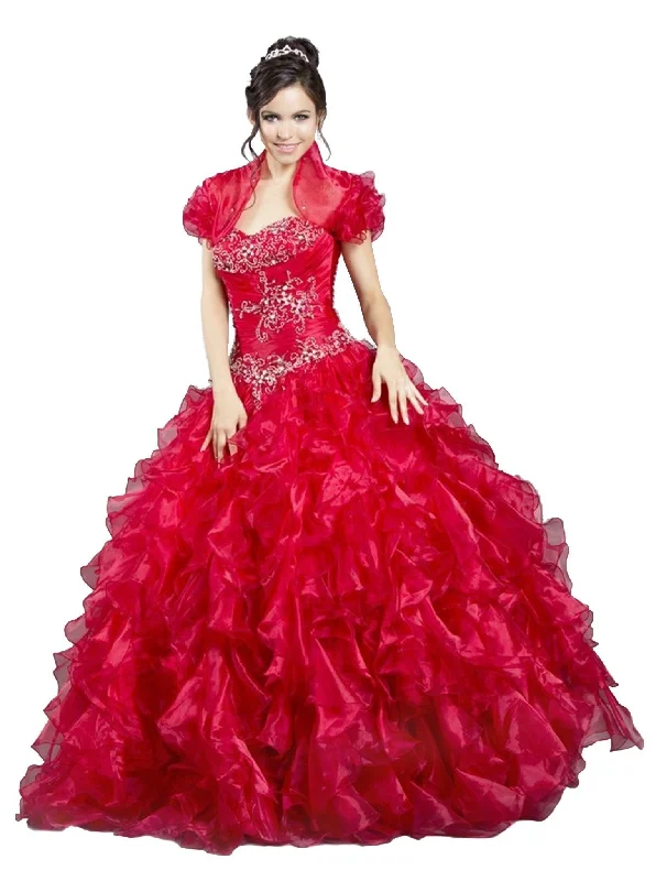 Aspeed Design - Ruffled Sweetheart Ballgown with Bolero Ruffled party dresses