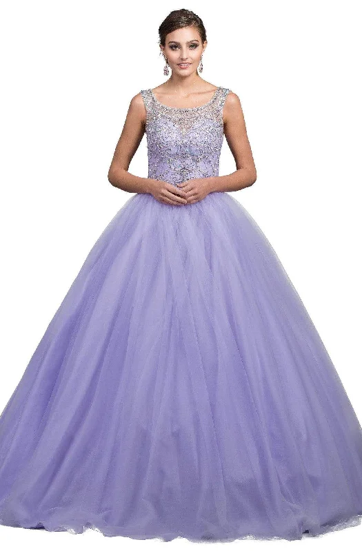 Dancing Queen - 1194A Jeweled Illusion Scoop Bodice Ballgown Glamorous party dresses