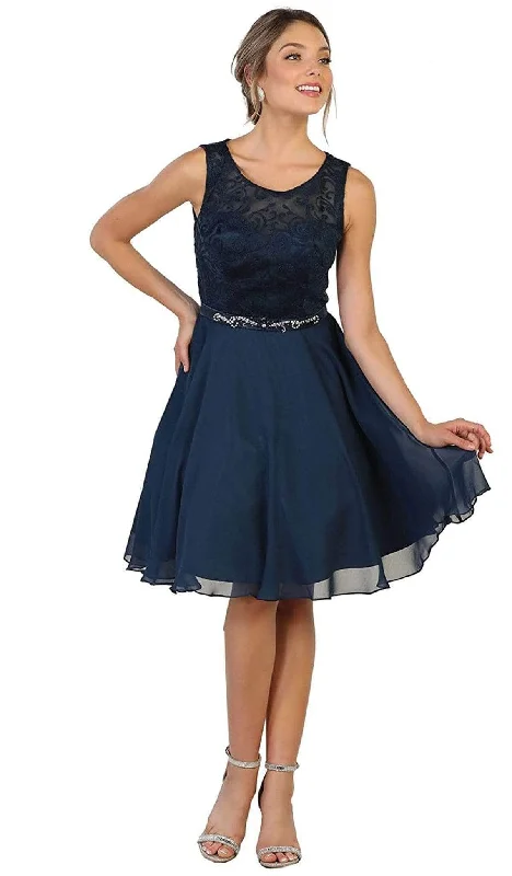 May Queen MQ1521 - Jewel Neck Pleated Cocktail Dress Women's party dresses