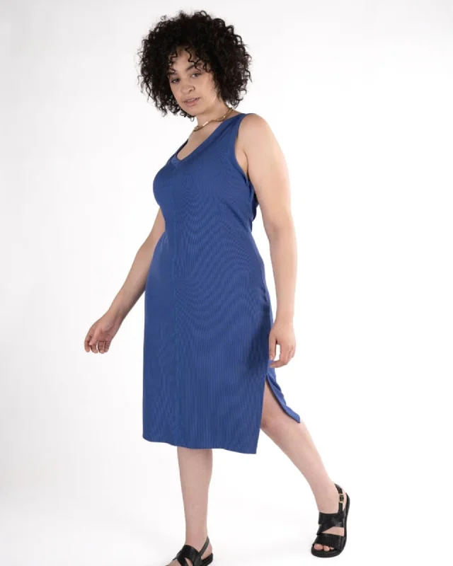 Cooling V-Neck Tank Dress | Azure Blue Stylish Tank Dress