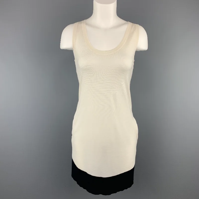 GUCCI Size XS CReam & Black Silk Blend Knit Tank Dress Soft Tank Dress