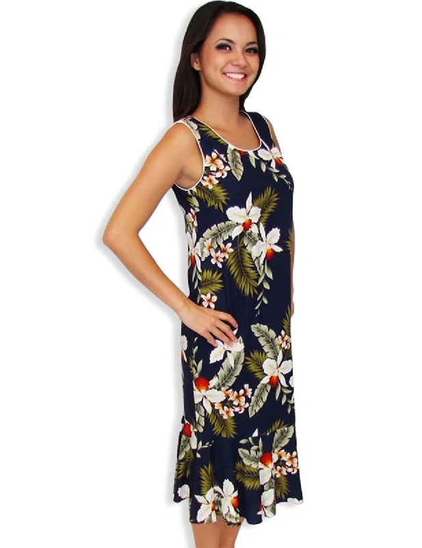 Hawaiian Tank Sleeveless Navy Dress Mid Length Hanapepe T-shirt Tank Dress