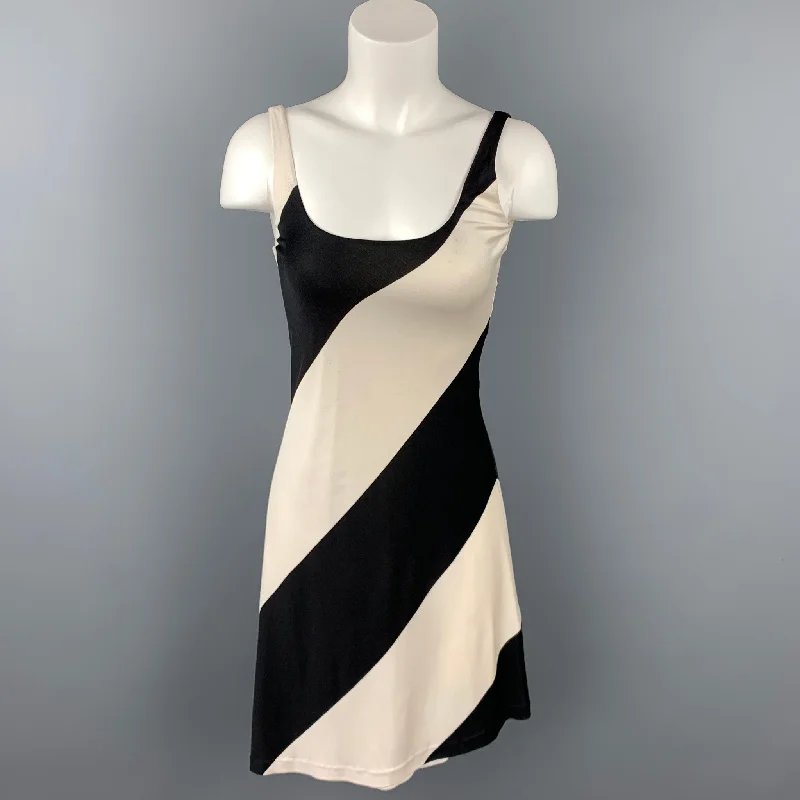 RALPH LAUREN Blue Label Size S Black & White Color Block Jersey Silk Tank Dress Tank Dress Layer