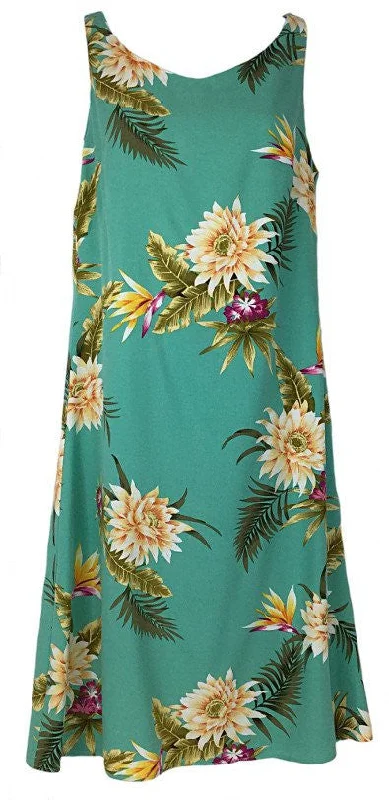 Short Tank Strap Hawaiian Dress Ceres Green-902R Sleeveless Casual Dress