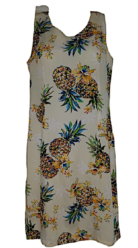 Tank Dress Golden Pineapple Cream Comfortable Tank Gown