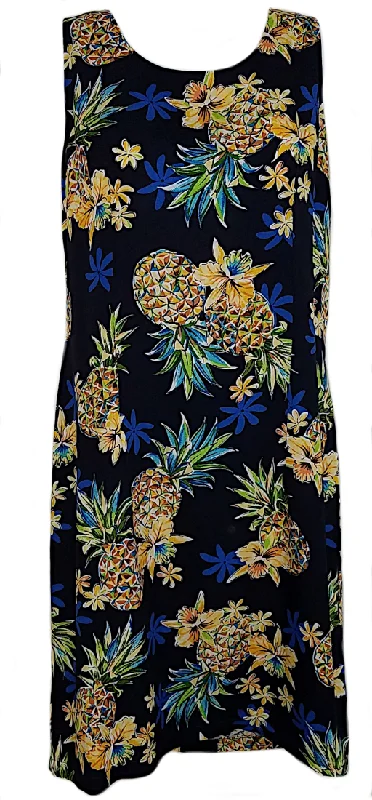 Tank Dress Golden Pineapple Navy Tank Dress for Summer