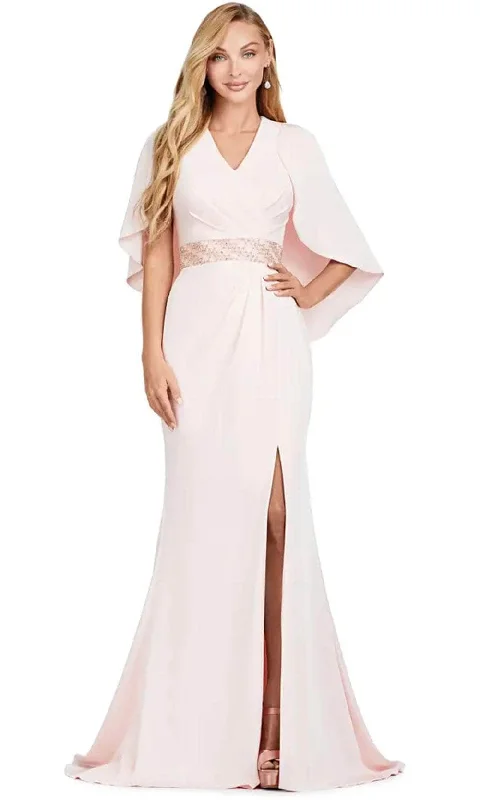 Ashley Lauren 11416 - Embellished Waist V Neck Gown Knitted unclassified dresses