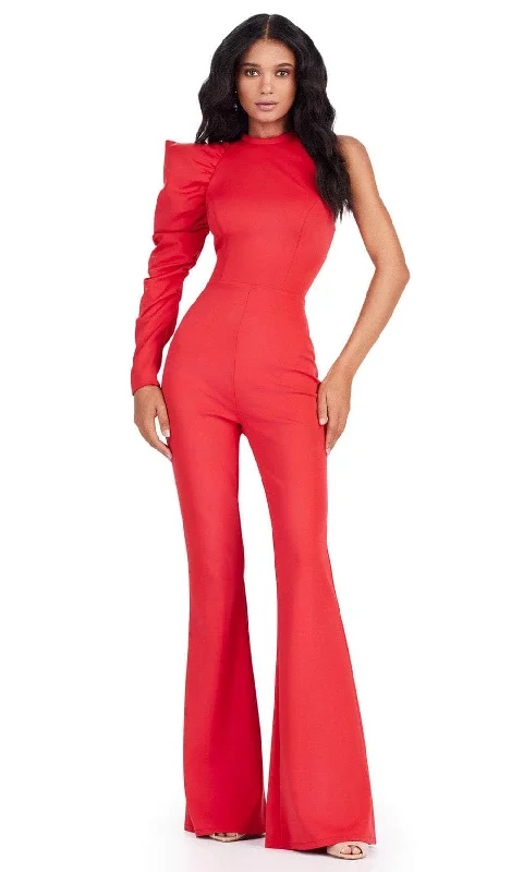 Ashley Lauren 11531 - High Neck Scuba Jumpsuit Satin unclassified dresses