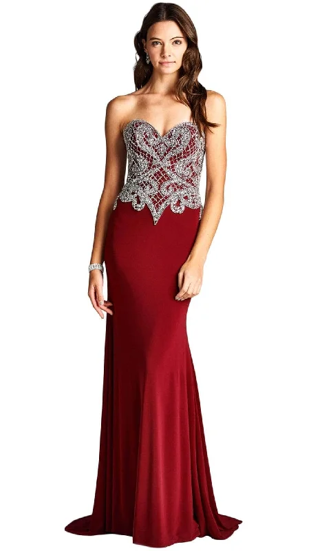 Aspeed Design - Embellished Strapless Fitted Evening Dress Party unclassified dresses