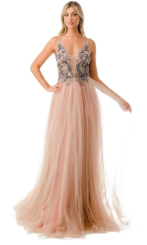 Aspeed Design L2781A - Plunging V-Neck Beaded Prom Dress Trendy unclassified dresses