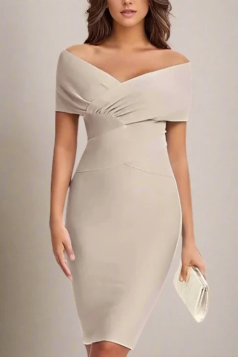 Bea Bandage Dress - Nude Embroidered unclassified dresses